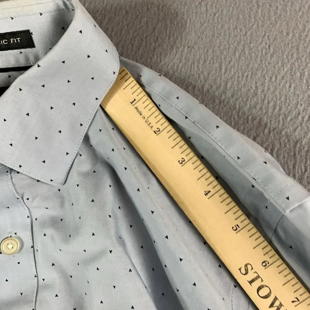 Banana Republic Dress Shirt Mens XS Gray Geometric Classic Fit Long Sleeve